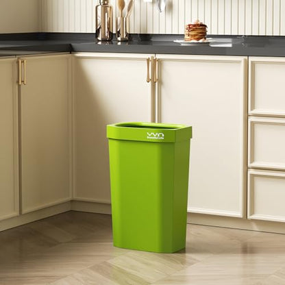 4 Gallon, Small Slim Garbage Can, Open Top Trash Can for Bathroom, Kitchen, Office, Bedroom, Living Room (Green) - color: Green