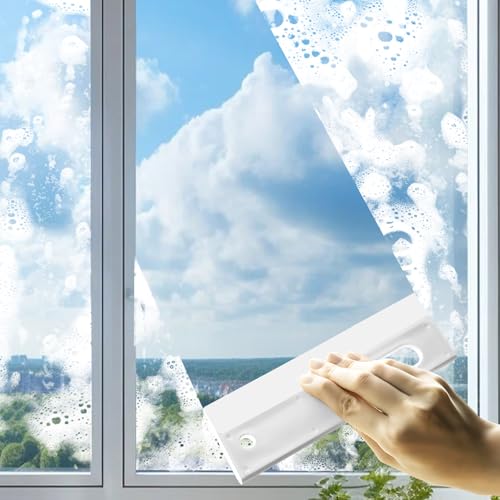3 Pieces Mini Soft Silicone Window Squeegee, Hand Water Scraper with Hanging Hole, Small Mirror Cleaning Squeegee for Shower Glass Car Bathroom Dink Countertop (White) - color: White