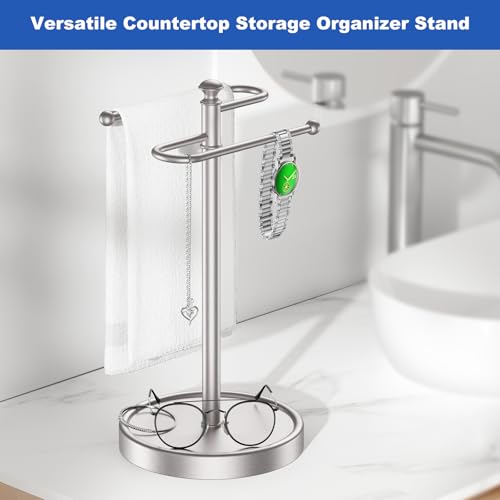 Hand Towel Holder, 304 Stainless Steel Heavy Duty S Shape Hand Towel Stand Free Standing Towel Bar for Bathroom Kitchen Countertop - color: Nickel