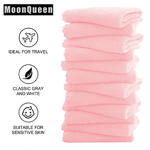 MOONQUEEN Microfiber Facial Cloths Fast Drying Washcloth 12 Pack - Premium Soft Makeup Remover Cloths - Pink - color: Pink, size: 12x12 Inch (Pack of 12)