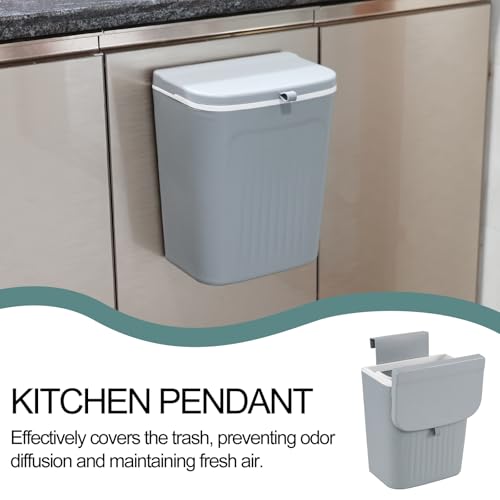 Plastic Hanging Trash Can, 3.2 Gallon Kitchen Compost Bin | Space-Saving Over-Cabinet Door, for Counter Top, Under Sink or Wall Mount, Small Garbage Can for Cupboard/Bathroom/Bedroom/RV