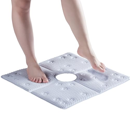 Webos Bathtub Mat Non Slip: Soft Safety Foam Bath & Shower Mat for Tub Suitable for Families 21 X 21Inch with Drain Holes and Suction Cups Massage Tub & Shower Mat for Bathroom (White) - color: 21x21" White, size: 21" x 21" (Square)