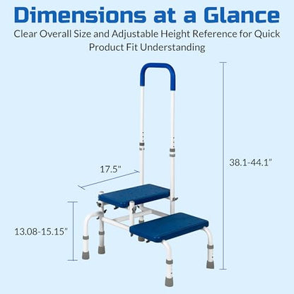 Platinum Health AdjustaStep Double-Step Step Stool with Side-Mounted Safety Handle. Adjustable Height. Padded Handle, Non-Slip Steps. Quick, Tool-Less Assembly. - size: 300 lb. Capacity - 2 Steps