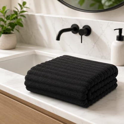 4 Piece Bath Towels, 30"x60" Microfiber Towels Set, Black | Large Bathroom Towels, Soft Touch, Highly Absorbent, Quick Dry, Lint Free, Long-Lasting, Family Use, Guest Bath & Daily Use - color: Black, size: 30x60 Bath Towels of 4