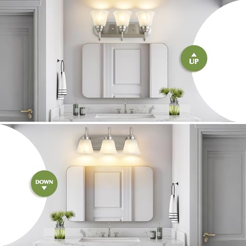 3 Light Bathroom Vanity Lights, Bathroom Light Fixtures Over Mirror, Modern Lighting Fixtures Brushed Nickel Wall Lamp Vanity Lights Apply for Mirror Living Room Cabinet Bedroom, Bulb Not Included - color: Brushed Nickel