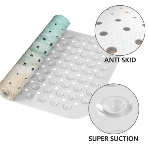 LNOND Summer Beach Bathtub Mat Non Slip, 40 X 16 Inch Tub Mat for Bathroom, Starfish Seashore Bath Tub Shower Mat with Drain Holes and Suction Cups - color: Beanch Starfish