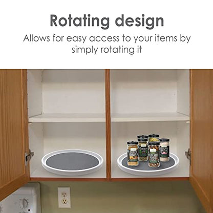 Gadgetime USA Lazy Susan Turntable 2 Pack, 12 inches Non-Skid Round Spinning Spice Organizer - Rotating Rack for Kitchen, Cabinet, Pantry, Fridge, Bathroom Vanity, Countertop