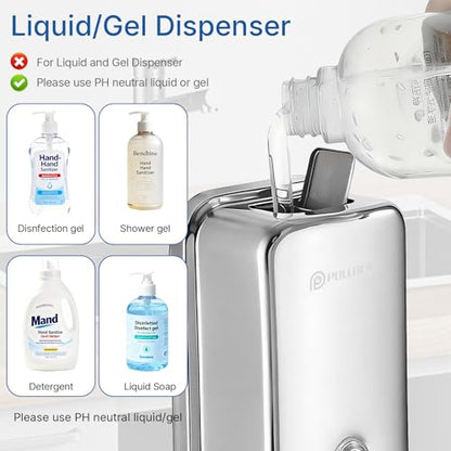 Pollock Commercial Soap Dispenser Wall Mounted 37oz,SUS304 Stainless Steel | Hand Soap Dsipenser Rust-Proof Leak Free 1100ML,Manual Liquid Pump Soap Dispenser for Bathroom Kitchen Office - color: Blk-1618-1100