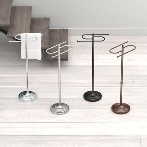 Gatco 1505, Modern Round Base Floor Standing S Style Towel Holder, Chrome / 38" H Freestanding Hand Bath Towel Stand for Bathroom - color: Chrome