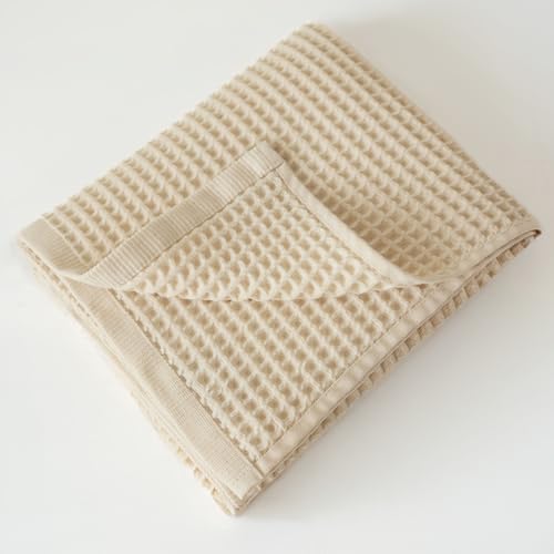 Premium Waffle Bath Towels Pack of 2 Extra Large 35x71 inch - 100% Turkish Cotton, Waffle Weave, Quick Dry, Lint Free, Oversized, Thin Bath Sheet Towel (Natural, Set of 2 Bath Towels) - color: Natural, size: Set of 2 Bath Towels