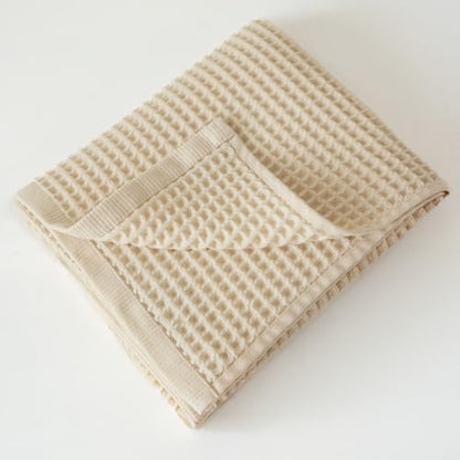 Premium Waffle Bath Towels Pack of 2 Extra Large 35x71 inch - 100% Turkish Cotton, Waffle Weave, Quick Dry, Lint Free, Oversized, Thin Bath Sheet Towel (Natural, Set of 2 Bath Towels) - color: Natural, size: Set of 2 Bath Towels
