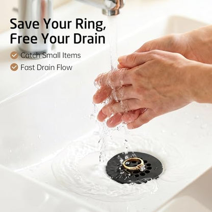 KES Bathroom Sink Grid Drain Without Overflow, Faster Drainage Anti-Clog | Matte Black Vanity & Vessel Drain Strainer, All Metal, Stainless Steel & Brass, S2021D-BK - color: Black