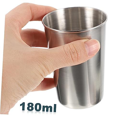 Stainless Steel Tumbler Cup Multipurpose Drinking Glass for Water Juice and Beverages Elegant Silver Design for Bathroom and Home Use - size: 8.50X6.00X6.00CM