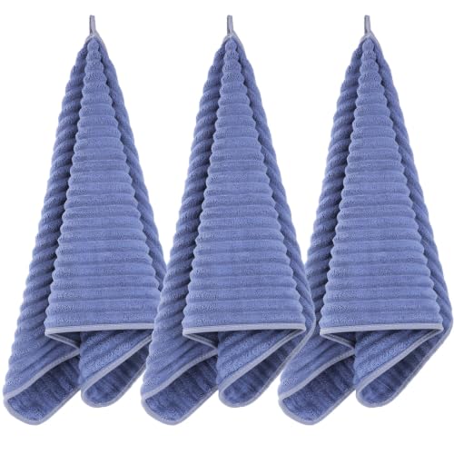 3-Piece Hand Bath Towels 14 X 29.6 Inchs, Quick-Dry Microfiber Washcloths with Hanging Loop, Soft & Absorbent Face Towels for Bathroom Kitchen Gym Travel - color: 3blue