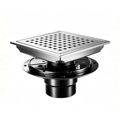 Square Shower Floor Drain, Matte Black Finish, Grid Pattern Strainer Cover (Brushed, Grate) - color: Brushed