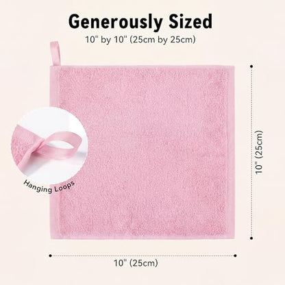 Yoofoss Washcloths Towel Set 10 Pack Baby Rayon Derived from Bamboo Wash Cloth for Bathroom-Hotel-Spa-Kitchen Multi-Purpose Fingertip Towels and Face Cloths 10'' x 10'' - Pink - color: Pink