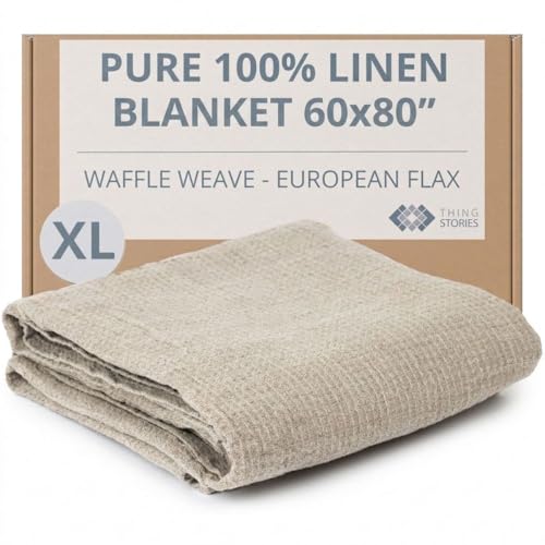 100% Pure Flax Linen Blanket – 60x80 Oversized Linen Throw Blanket for Bed or Sofa Twin Size – Breathable Cooling Blanket for Hot Sleepers – Versatile Linen Beach Blanket – Pre-Washed Lightweight - color: Natural Linen, size: Beach Blanket