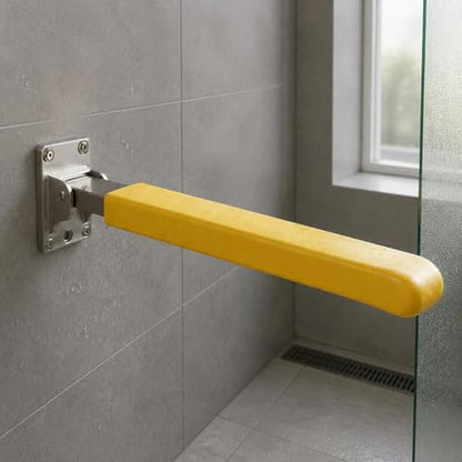 Gralara Surface-Mounted Toilet Grab Bar Non Slip Folding Grab Bar Space Saving Flip up Support Rail for Elderly, White, Bright White, 62CM Folding Toilet Grab Bar Comfortable Grip - color: Bright White
