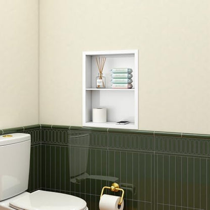 Stainless Steel Recessed Medicine Cabinet Bathroom Medicine Wall Niche Shower Niche Space-Saving Recessed Storage Cabinet Adjustable Shelf Matte Finish (White, 18" H x 14" W) - color: White, size: 18"H x 14"W