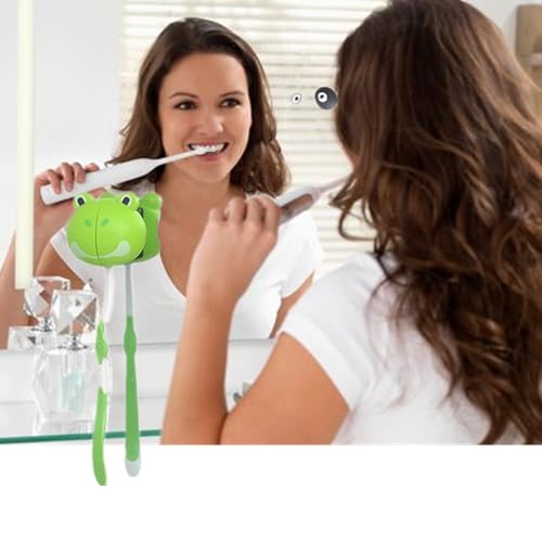 5 Pcs Wall-Mounted Toothbrush Holder Random Style | DustProof, Lovely Animal Head Design, Cartoon Suction Cup, Perfect for Home Bathrooms, Random Style