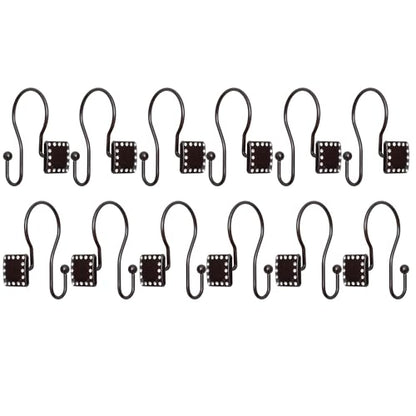 Shower Hooks - Double Shower Curtain Rings for Bathroom - Rust Resistant Shower Curtain Hooks for Shower Curtain or Liner - Shower Curtain Rings with Crystal Design - Set of 12, Oil Rubbed Bronze - color: Oil Rubbed Bronze