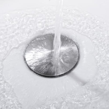 Pop up Sink Drain Stopper Without Overflow Brushed Nickel for Bathroom Vessel Vanity Sink Art Basin, Big Cap Sink Drain Without Overflow, Metal Pop-up Drain Strainer with Detachable Basket Stopper - color: Brushed Nickel, style: without overflow