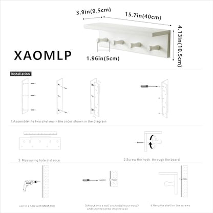 Entrance Coat Rack ，Coat Hooks, Wall-Mounted Wooden Hook Rack, Wall-Mounted Shelves are Very Suitable (White Color Finish—A-1) - style: White color finish—A-1