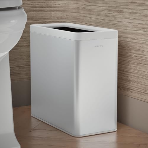 Kohler K-31313-STW 12-Liter Open-Top Trash Can, White Stainless Steel - color: White Stainless Steel, size: 3.1 Gallon - Open Top