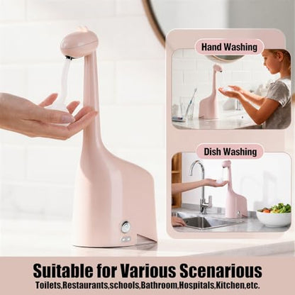 Automatic Soap Dispenser,Cute Dinosaur, Touchless, Rechargeable Foaming Soap Dispenser, 10oz/300ml, 3-Level Adjustable Foam, IPX5 Waterproof for Bathroom, Kitchen, Hotel,Restaurant, Pink - color: Pink
