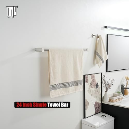 JQK Towel Bar Brushed, 26.5 Inch 304 Stainless Steel Thicken 0.8mm 2 Pieces Towel Rack Bathroom Wall Mount, Useable Length 24 Inch, TB610L24-BN - color: Brushed Steel, size: 26.5 Inch