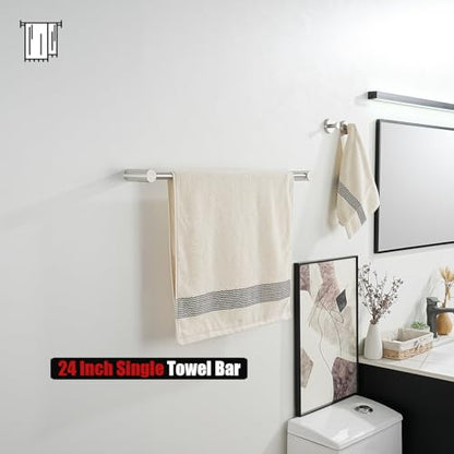 JQK Towel Bar Brushed, 26.5 Inch 304 Stainless Steel Thicken 0.8mm 2 Pieces Towel Rack Bathroom Wall Mount, Useable Length 24 Inch, TB610L24-BN - color: Brushed Steel, size: 26.5 Inch