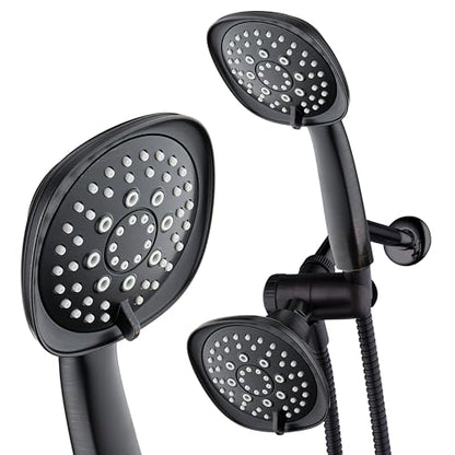 AquaDance Luxury Square 48-setting High-Pressure Dual Head/Handheld Shower Spa Combo. Extra-Long 72" Stainless Steel Hose, 3-way Flow Diverter, Oil-Rubbed Bronze Finish - color: Oil Rubbed Bronze