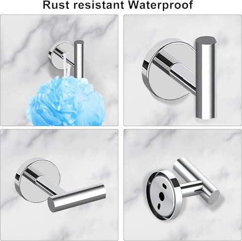 Newfun 10-Pieces Polished Chrome Bathroom Hardware Set 24 Inch | Includes 24 Inch Towel Racks for Bathroom Wall Mounted, Toilet Paper Holder, Towel Hooks, Towel Rings for Bathroom Wall - color: Polished Chrome-ring