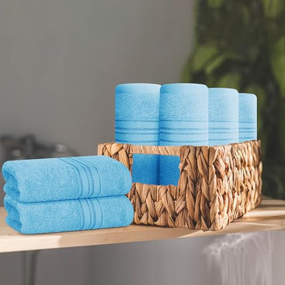 BOUTIQUO Ultra Soft Cotton Washcloths, Contains 12 Piece Face Cloths 12x12 inch, Ideal for Everyday use Face Towels, Compact & Lightweight Multi Purpose Washcloths - Sky Blue - color: Sky Blue, size: Washcloths - Set of 12