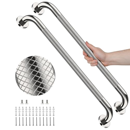 36 Inch Polished Chrome Shower Grab Bar with Anti-Slip Knurled Grip | YuanDe Stainless Steel Bathroom Grab Bars,Shower Handrail Support, Handicap Elderly Balance Assist Handles-2Packs - color: Chrome, size: 36inch-2Pack