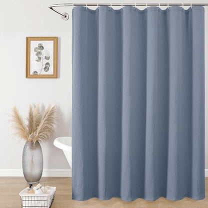 Aiyufeng Fabric Sky Blue Long Shower Curtain for Bathroom, 3D Textured Pattern Shower Curtain Hotel Spa Quality, Boho Bathroom Curtain Modern Style Soft Cloth Luxury, Machine Washable,72x84 Inches - color: Sky Blue, size: 72"W x 84"L (Pack of 1)