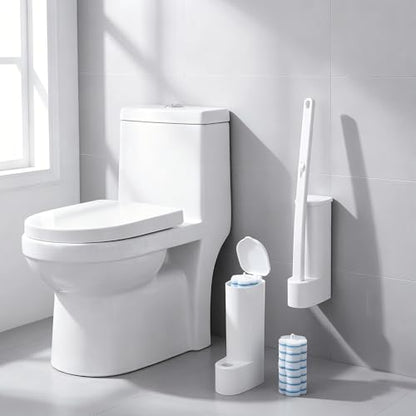 2 Pack Disposable Toilet Bowl Brush and Holder, Toilet Cleaning System-2 Toilet Bowl Wand, 2 Storage Caddy&96 Toilet Brush Refills Wall-Mount Toilet Brush for Effective Deep Scrub Toilet