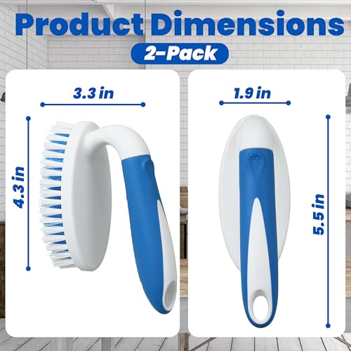 2 Pack Scrub Brushes with Stiff Bristles | Scrubbing Brush for Carpet, Shower, Bathtub, Kitchen, Pool Tile, Bathroom Scrubber - size: Small