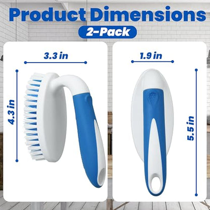 2 Pack Scrub Brushes with Stiff Bristles | Scrubbing Brush for Carpet, Shower, Bathtub, Kitchen, Pool Tile, Bathroom Scrubber - size: Small