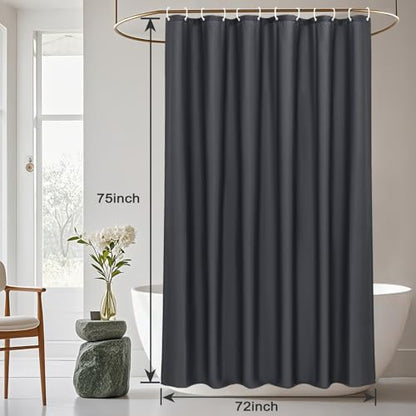 AooHome Hotel Fabric Shower Curtain Liner, Solid Bathroom Curtain with Hooks, Waterproof, Dark Grey, 72 Width x 75 Height Inch - color: Dark Grey, size: 72"W x 75"L (Pack of 1)