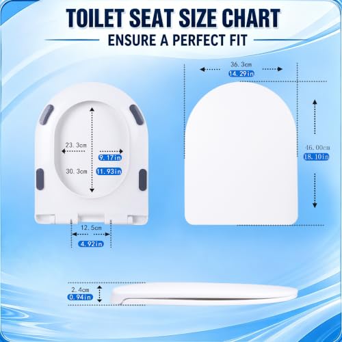 D-Shaped Toilet Seat – Soft-Close, Easy to Install, Easy to Clean | Quick-release design removes the seat in seconds, making deep cleaning around hinges simple and more hygienic - size: QS18”