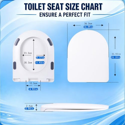 D-Shaped Toilet Seat – Soft-Close, Easy to Install, Easy to Clean | Quick-release design removes the seat in seconds, making deep cleaning around hinges simple and more hygienic - size: QS18”