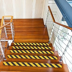 COSIMIXO 8" x 35Ft Black&Yellow Heavy Duty Anti Slip Tape for Stairs Outdoor/Indoor Waterproof Grip Tape Safety Non Skid Roll for Stair Steps Traction Tread Staircases Non Slip Strips - size: 8“ x 35Ft Black & Yellow