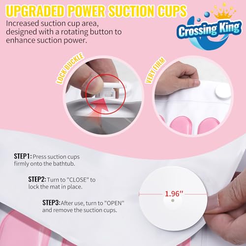 Crossing King Bubble Bath Mat, Bubble Bath Mat Tub Spa Massager, Pink | for Smooth Bathtub, Non-Slip, 6-Speed Bubbles, with Pillow, Machine and Remote, for Home Spa Experience, 45*17in - color: Pink