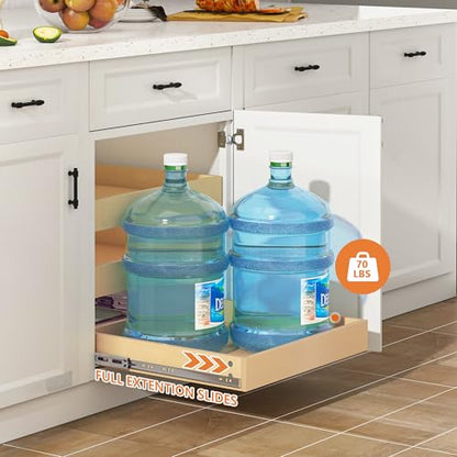 WelFurGeer 3-Tier Pull Out Cabinet Organizer with Soft Close, Heavy-Duty Slide Out Drawers for Cabinets, Pull Out Drawers for Cabinets, Bottom Mount Shelves for Kitchen, Pantry, Bathroom - size: 20''W x22''D