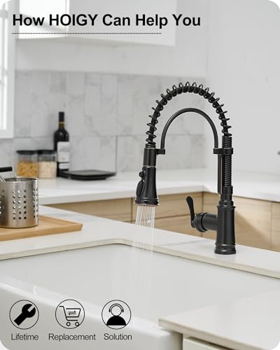 3 Modes Bronze Kitchen Faucet with Pull Down Sprayer, Single Hole Kitchen Sink Faucet 3 Hole, Stainless Steel High Arc Spring Style, 360 Degree Swivel with One Handle & Deck Plate for Farmhouse - color: Oil Rubbed Bronze - Antique