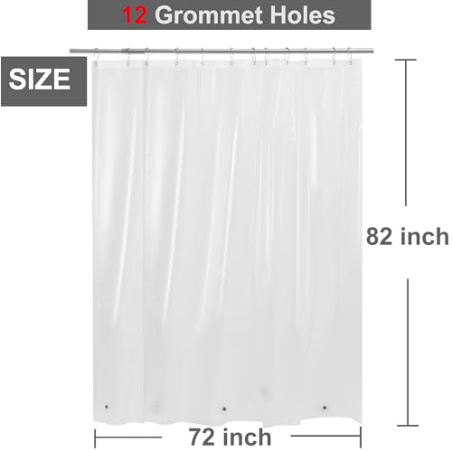 82 Inch Long Shower Curtain Liner with Side Magnet Clips, 72x82 | Magnetic Close to Wall & Splash Guard, 3 Magnets, Heavy Duty 72 x 82 Extra Long Clear Plastic Shower Liner for Bathroom - color: 8g.heavy-clear, size: 72"W x 82"L (Pack of 1)