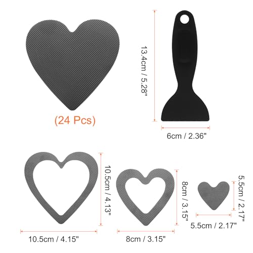 HARFINGTON 24pcs Non Slip Bathtub Stickers Bath Shower Floor 4" Anti-Slip Adhesive Sticker Tape Heart Style Decals with Scraper for Bathroom Kitchen Bathtub Treads Stairs, Gray - color: Gray