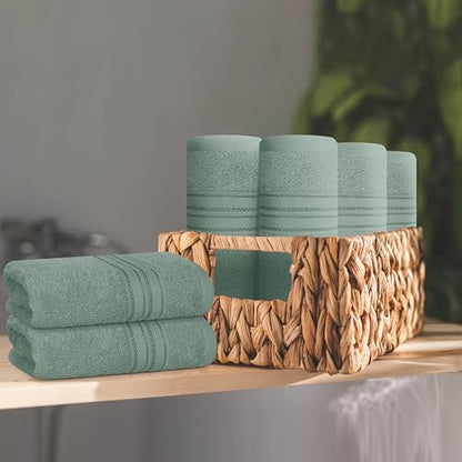 BOUTIQUO Ultra Soft Cotton Washcloths, Contains 12 Piece Face Cloths 12x12 inch, Ideal for Everyday use Face Towels, Compact & Lightweight Multi Purpose Washcloths - Jade - color: Jade, size: Washcloths - Set of 12