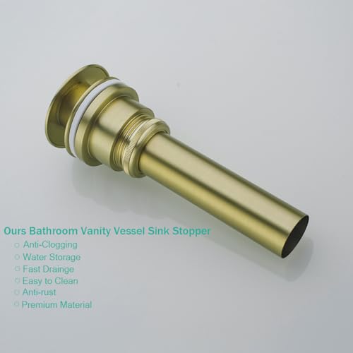 Dual Use Pop Up Drain Stopper,Bathroom Vanity Vessel Sink Stopper,Brushed Gold, for Basin With or Without Overflow hole,SE83999BG - color: Brushed Gold